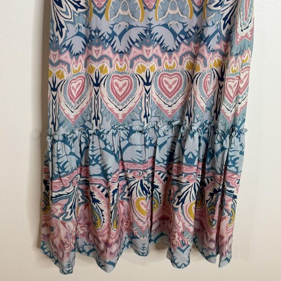 Etro ladies floral print boho butterfly keyhole midi silk dress size 44 us 10 - Picture 14 of 15